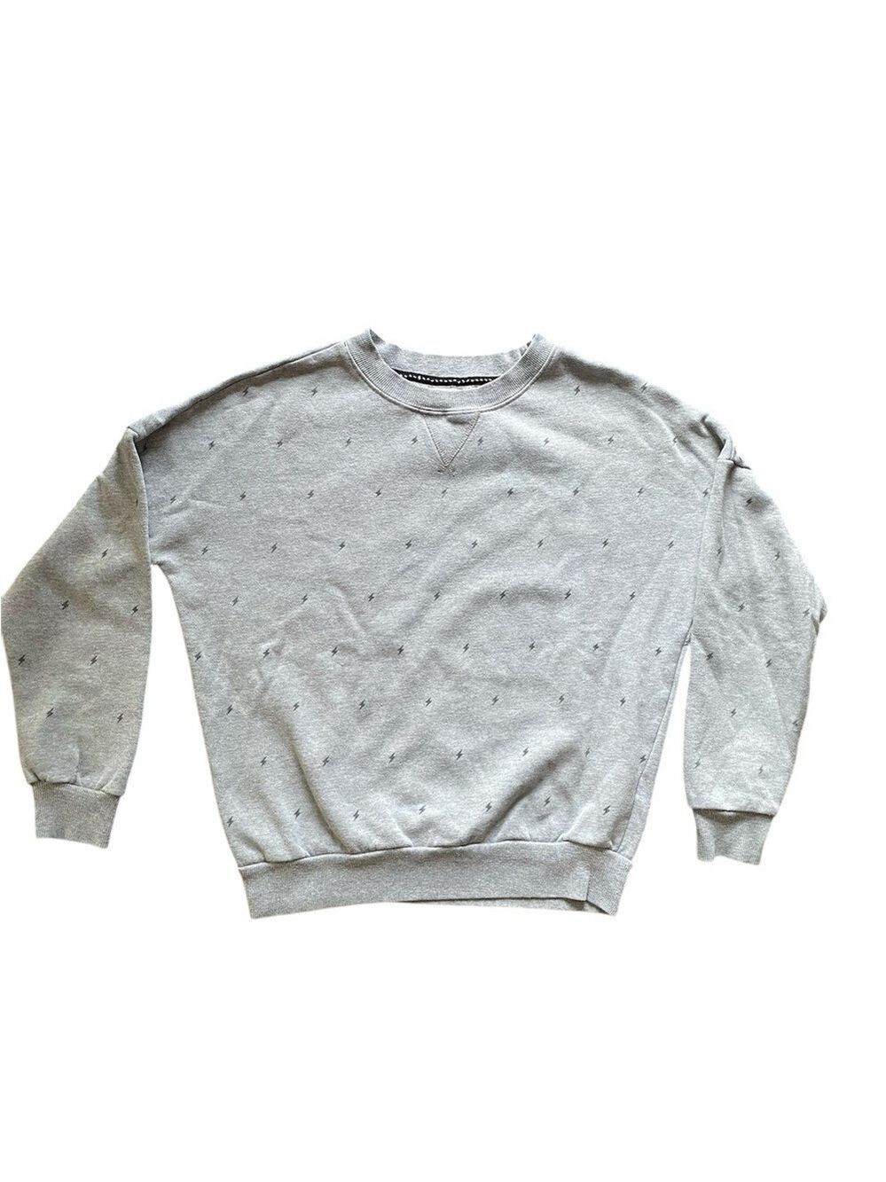 Ardene Gray Navy Lightning Bolts Sweatshirt Extra Small